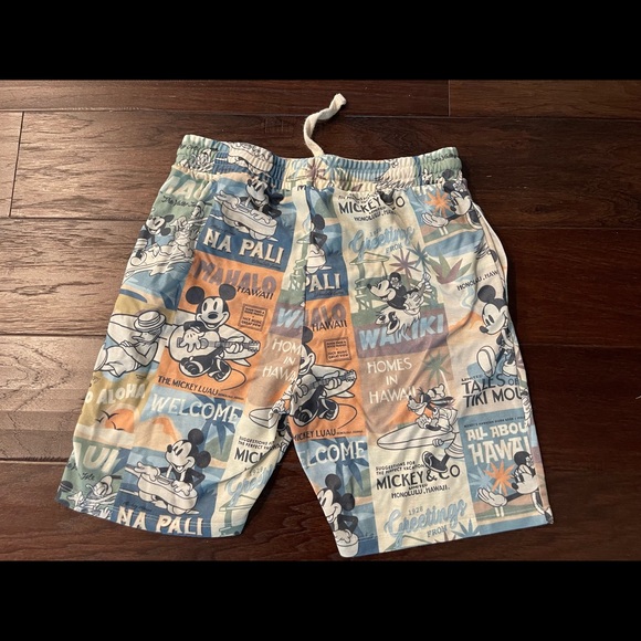 MENS ZARA DISNEY HAWAIIAN MICKEY MOUSE LIGHTWEIGHT DRAWSTRING SHORTS - Picture 3 of 4